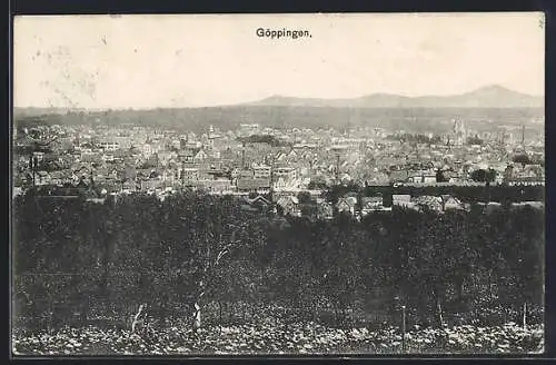 AK Göppingen, Teilansicht mit Bergen