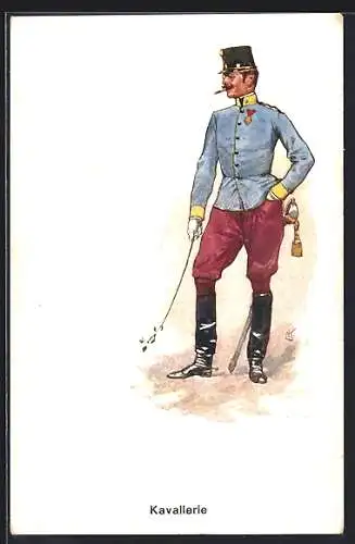 AK Österreichischer Soldat der Kavallerie in Uniform