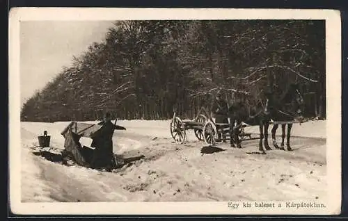 AK Kárpátokban, Österreichische Soldaten mit Pferdewagen im Schnee