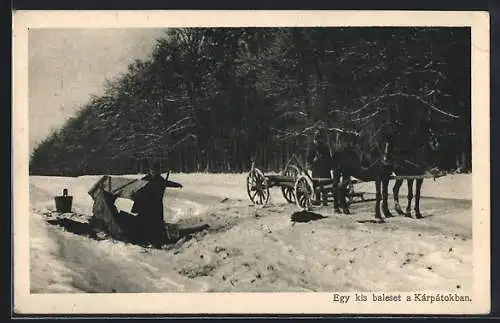 AK Kárpátokban, Österreichische Soldaten mit Pferdewagen im Schnee