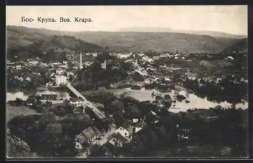 AK Bos. Krupa, Gesamtansicht aus der Vogelschau