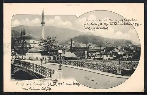 AK Sarajevo, Kaiserbrücke und Moschee