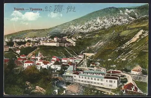 AK Travnik, Panoramablick auf den Ort