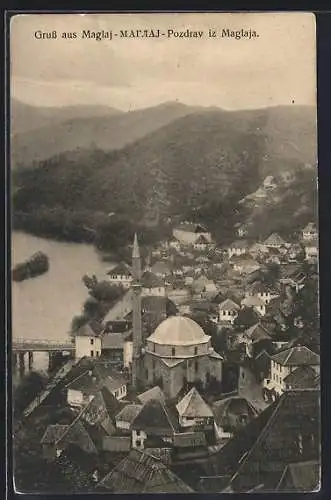 AK Maglaj, Moschee aus der Vogelschau