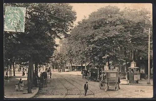 AK Saint-Denis, Le Boulevard de Chatillon avec fiacres et passants