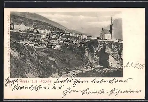 AK Schuls, Ortsansicht mit Kirche