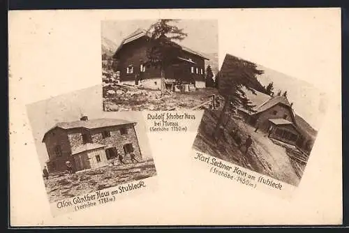 AK Rudolf Schober Haus, Karl Lechner Haus, Alois Günther Haus, Schutzhäuser der Alpinen Gesellschaft D`Stuhlecker