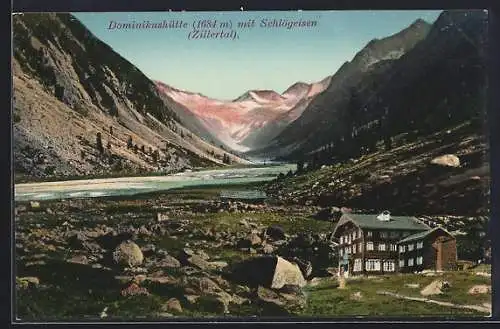 AK Dominikushütte, Blick auf Berghütte mit Schlögeisen