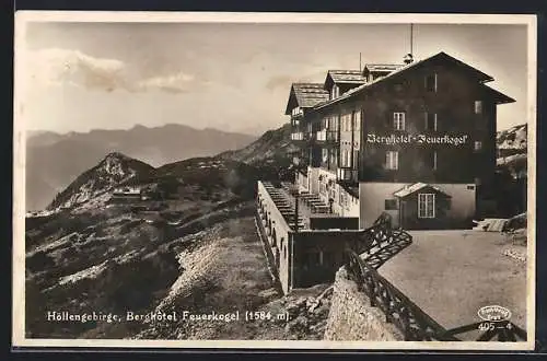 AK Berghotel Feuerkogel im Höllengebirge, Blick ins Tal