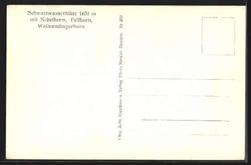 AK Schwarzwasserhütte, Berghütte mit Nebelhorn, Fellhorn und Walmendingerhorn