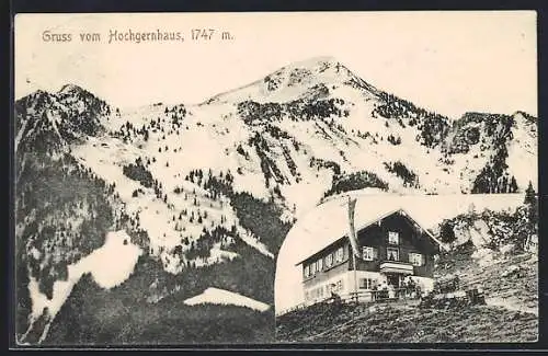 AK Hochgernhaus, Berghütte und Panorama