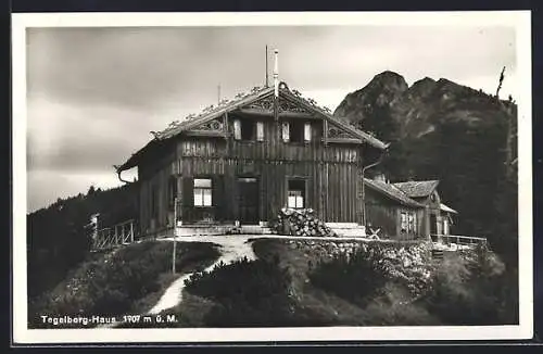 AK Tegelberg-Haus, Berghütte mit Panorama