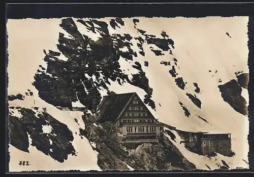 AK Berghaus Jungfraujoch, die Felswand im Schnee