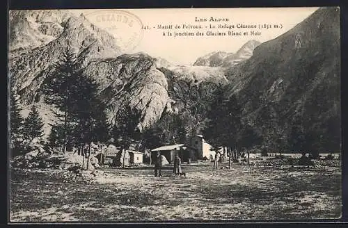 AK Le Refuge Cézanne à la joncion des Glaciers Blanc et Noir, Massif de Pelvoux