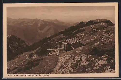 AK Berghütte auf dem Risserkogel mit Panorama