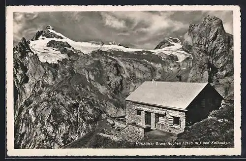 AK Hüfihütte, Blick auf die Berghütte mit Gross-Ruchen und Kalkschyn