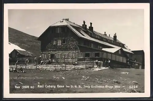 AK Karl Ludwig-Haus /Rax, Schutzhaus mit Besuchern