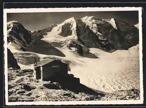 AK Diavolezzahütte, Piz Cambrena und Piz Palu im Schnee