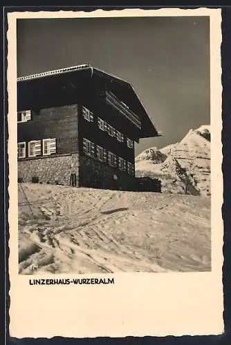 AK Linzerhaus /Wurzeralm, Berghütte im Schnee