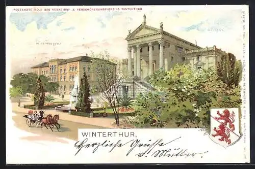 Lithographie Winterthur, Primarschulhaus, Wappen