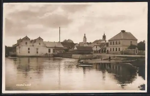 AK Veseli n. Luz, Ortsansicht mit Kirche