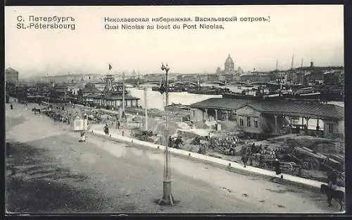 AK St. Petersburg, Nikolaus-Kai und Brücke, Holzlager