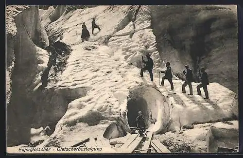 AK Eigergletscher und Eisgrotte mit Bergsteigern