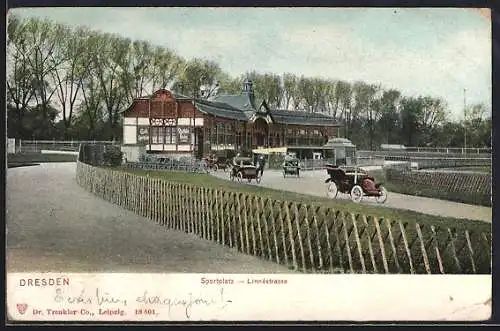 AK Dresden, Autos am Sportplatz an der Lennestrasse