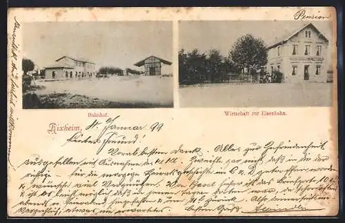 AK Rixheim, Gasthaus zur Eisenbahn, Bahnhof