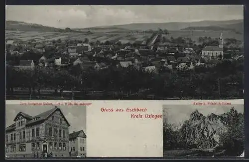 AK Eschbach / Usingen, Gasthaus Zum deutschen Kaiser, Kaiserin Friedrich-Felsen, Gesamtansicht