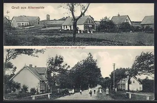 AK Altenwalde, Geschäftshaus von Josef Engel, Strassenpartie