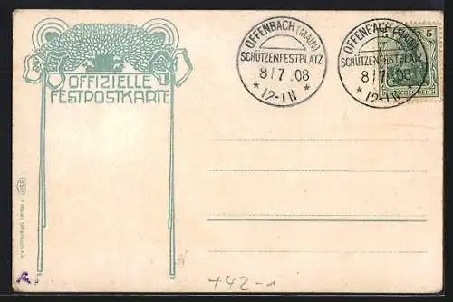 Künstler-AK Offenbach a. M., XXIII. Verband-Schiessen des Badischen Landeschützenvereins 1908, Alte Schützen