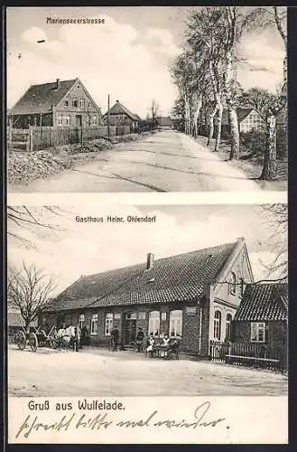 AK Wulfelade, Gasthaus von Heinr. Ohlendorf, Partie in der Marienseeerstrasse