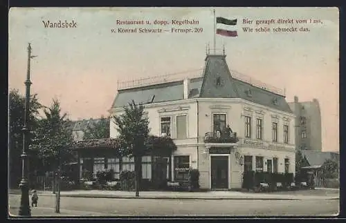 AK Hamburg-Wandsbek, Restaurant v. Konrad Schwartz, Aussenansicht