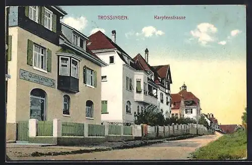 AK Trossingen, Karpfenstrasse mit Colonialwarengeschäft Bauer