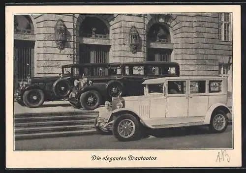 AK Berlin-Schöneberg, Brautautos der Auto-Vermietung E. & G. Rogner, Grunewaldstrasse 94