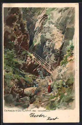 Künstler-AK Edward Theodore Compton: Kranebitten-Klamm bei Innsbruck