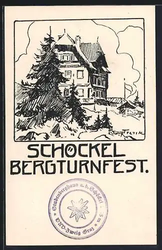 AK Stubenberghaus a. d. Schöckel, Bergturnfest1944, Hütte mit Berglandschaft