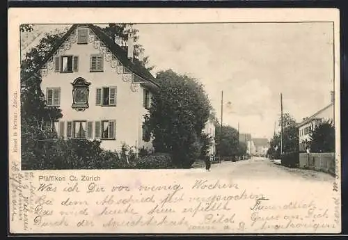 AK Pfäffikon /Zürich, Strassenpartie in der Ortschaft