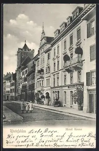 AK Rheinfelden, Strassenpartie mit Hotel Krone