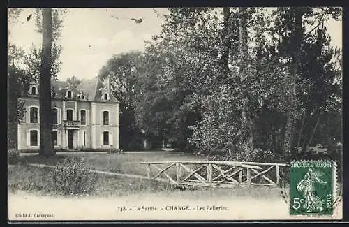 AK Changé, Les Pelleries et pont en bois dans le parc