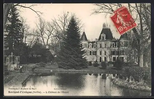 AK Savigné-l`Évêque, Château du Fresnil et son étang