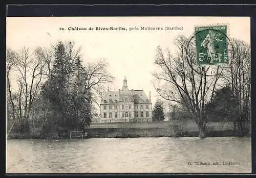 AK Rives-Sarthe, Vue du château près de Malicorne (Sarthe)