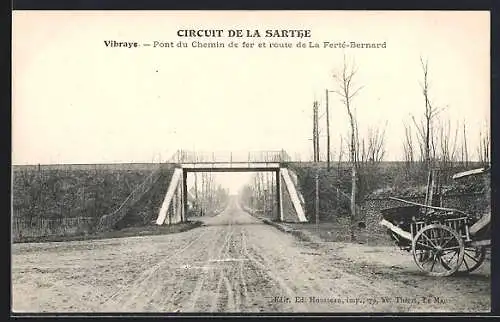 AK Vibraye, Pont du Chemin de fer et route de La Ferté-Bernard