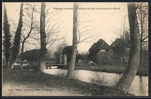 AK Vibraye, Abbaye du Gué-de-Launay et la rivière Braye