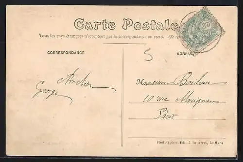 AK Vibraye, Rue de la Rivière et entrée dans la forêt, Circuit de la Sarthe 1906