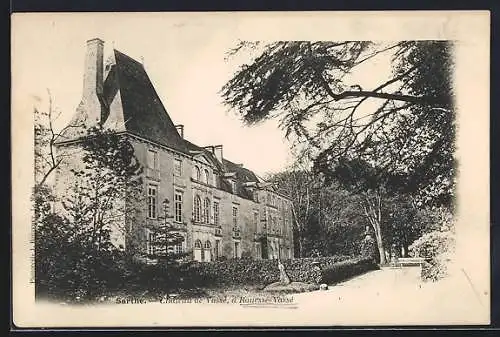 AK Rouesse-Vassé, Château de Vassé entouré de jardins et arbres majestueux