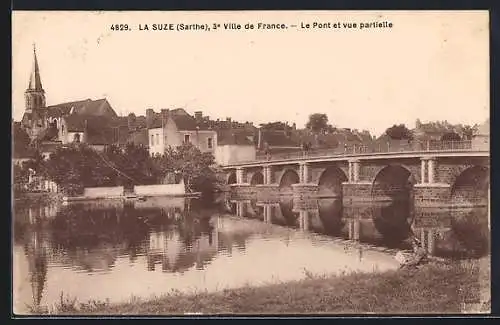 AK La Suze, Le Pont et vue partielle