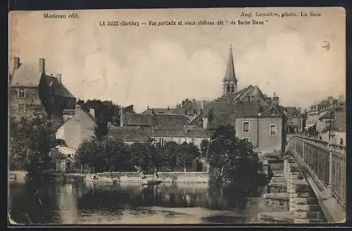 AK La Suze, Vue partielle et vieux château dit de Barbe Bleue