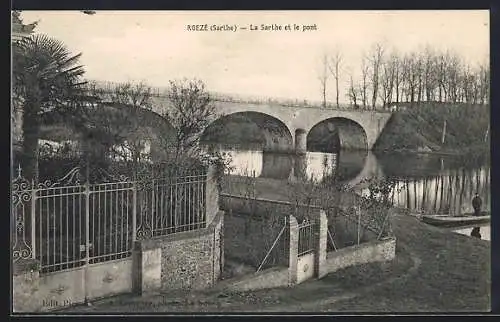 AK Roezé, La Sarthe et le pont